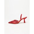 thumbnail image 4 of On feet& in love Women's Pointed Toe Slingback Heels with Sequin Lace Mesh - Red Dress Shoes for Party & Wedding - Size 5.5, 4 of 8