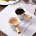 thumbnail image 3 of Ceramic Small Milk Pitcher With Wooden Handle Multi-Use Dipping Cup Gravy Boat, 3 of 6