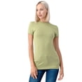thumbnail image 3 of Simply Fashion Basic Crewneck Short Sleeve T-Shirts - Stretch Cotton Spandex,Sage,Medium, 3 of 4