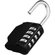 ZHEGE Lock, 4 Digit Combination Padlock Outdoor, School Lock, Gym Lock and Black Lock