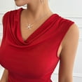 thumbnail image 6 of UYISJ Women's Cowl Neck Ruched Tank Tops Sleeveless Pleated Summer Comfy Slim Fit T Shirts Party Clothes Streetwear Red S, 6 of 9