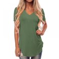 thumbnail image 1 of Summer Explosion Models Solid Color Loose V-neck Short Sleeve Dovetail Loose T-shirt, 1 of 7