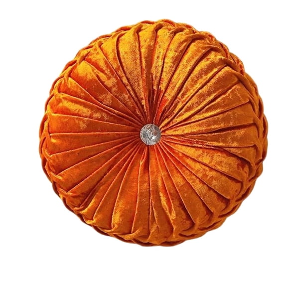 Weiwen Pumpkin Round Floor Cushion for Living Room, Pleated Velvet Round Throw Pillow for Sofa Couch Bedroom