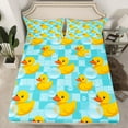 thumbnail image 2 of jejeloiu Cute Rubber Ducks Bed Sheets,Abstract Geometric Check King Sheets,Cartoon Animal Sheet Set For Kids,Luxury Bedroom Decor,4 Pieces, 2 of 7