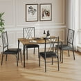 thumbnail image 4 of Dining Table Set, 5-Piece Metal and Wood Indoor Modern Rectangular Dining Table Furniture Set for Kitchen, Dining Room, Dinette, Breakfast Nook w/ 4 Chairs, 4 of 9