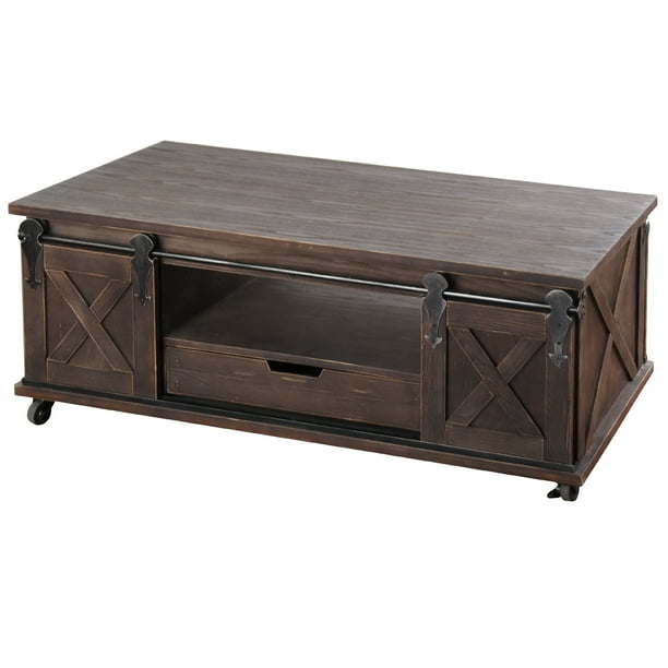 Two Door One Drawer And Shelf Wooden Coffee Table Dark Brown Com Shelf Wooden Coffee Table Dark Brown, Dark Brown Coffee Table With Storage