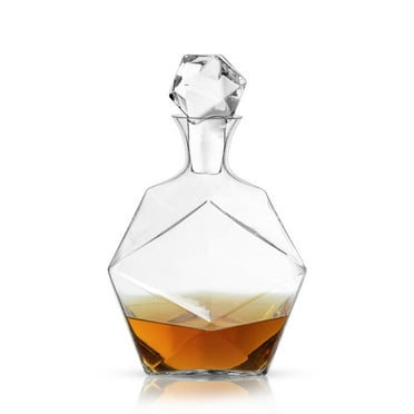 Viski Faceted Whiskey Decanter - Crystal Liquor CarafeBarware Set, 40 oz