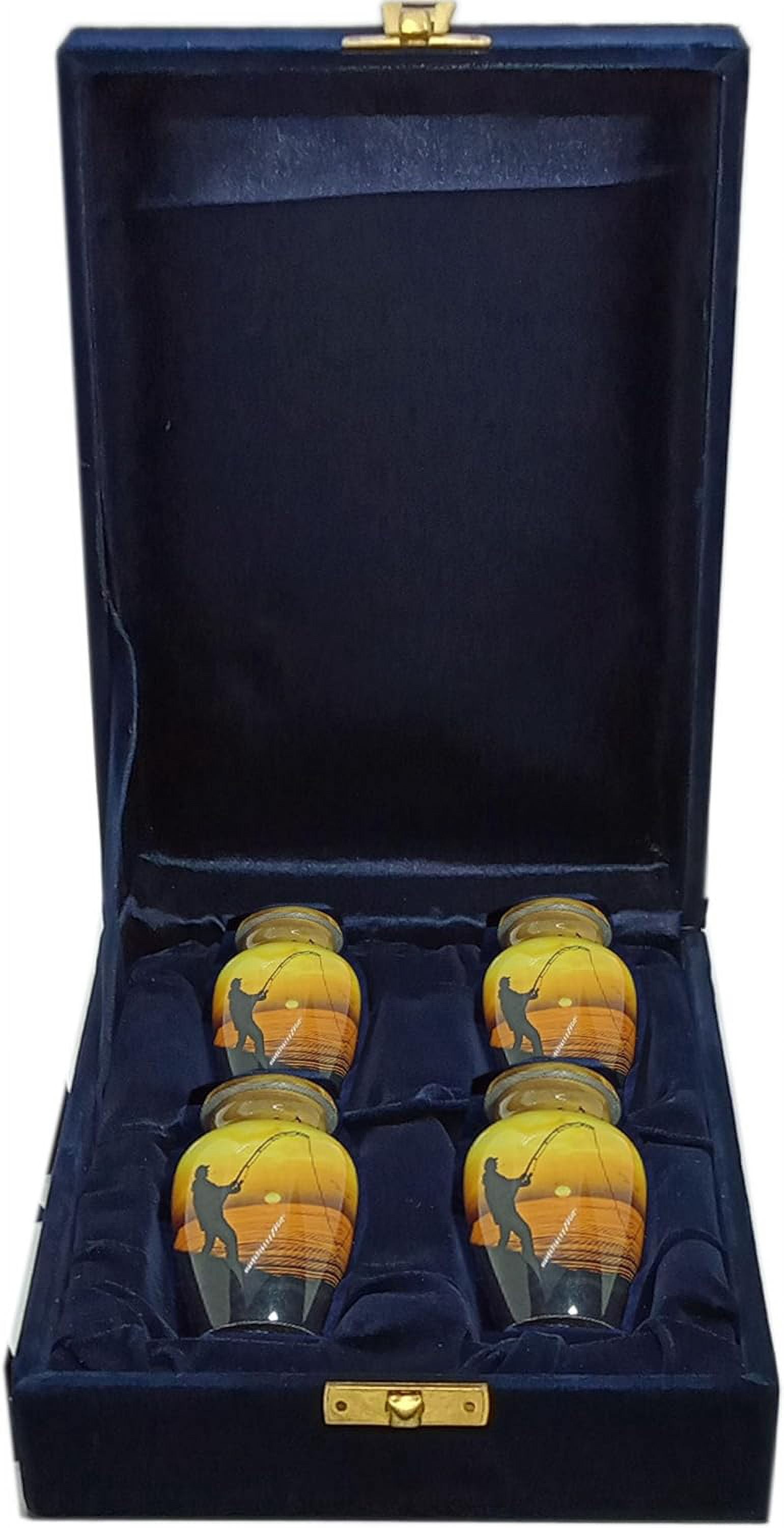 UR Keepsake Urn Set of 4- Decorative Fishing Catching Cremation Urn for Human Ashes with Velvet Box & 4 Velvet Bag-Mini Keepsake Urn - Affordable Keepsake Urn (3 cu.in x 4pcs) (1)
