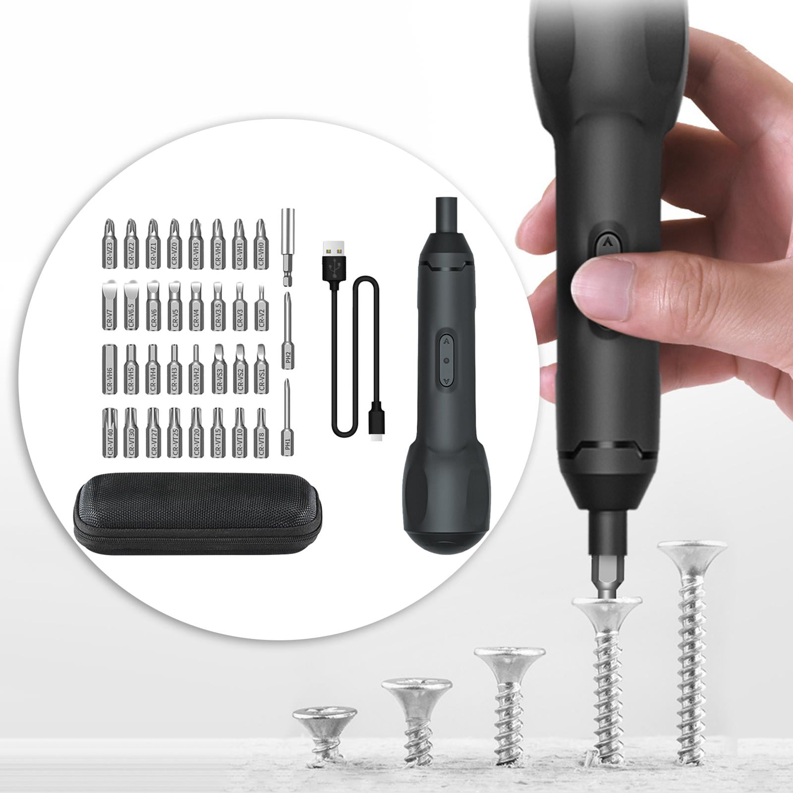 Electric Screwdriver Lightweight Rechargeable Portable Power Screwdriver Set 35 Bits Set Walmart