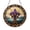 Acrylic 3.5 Inch, variant on Festival Fleur de Lis Stained Glass Window Decor, Circular Panel with Vibrant Purple Green Gold Details, Eye Catching Art