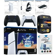 Sony PlayStation 5 Astro Bot Slim Digital Bundle with Disc Drive, Pulse Elite Headset, Extra Controller, Vertical Stand, MightySkins Voucher and 2 Year Extended Warranty - Midnight Black