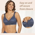 thumbnail image 4 of Exerin Women's Front Closure Full Coverage Wirefree Posture Back Plus Size Bra(46C,Blue), 4 of 6