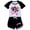 Black, variant on Girls' Short sleeved Set APHMAU Children's Girls' Short sleeved T-shirt Shorts Sports Set Game Cartoon Fashion Casual Set, Suitable for Children aged 5-13
