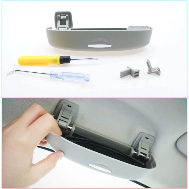 T-ROC 2018-2021 2022 Estuche para gafas de coche ABS Piezas de repuesto para soporte de gafas de sol para automóvil - Se instala en la manija del soporte frontal (gris) JM JM