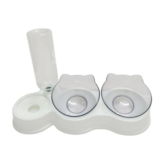 BELOVING Bol d'Eau Automatique pour Chat avec Structure Double, Design Incliné, Amovible, Facile Blanc