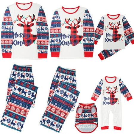 

BULLPIANO Matching Family Pajamas Sets Christmas PJ s with Deer Printed Long Sleeve Tee and Bottom Loungewear Sleepwear