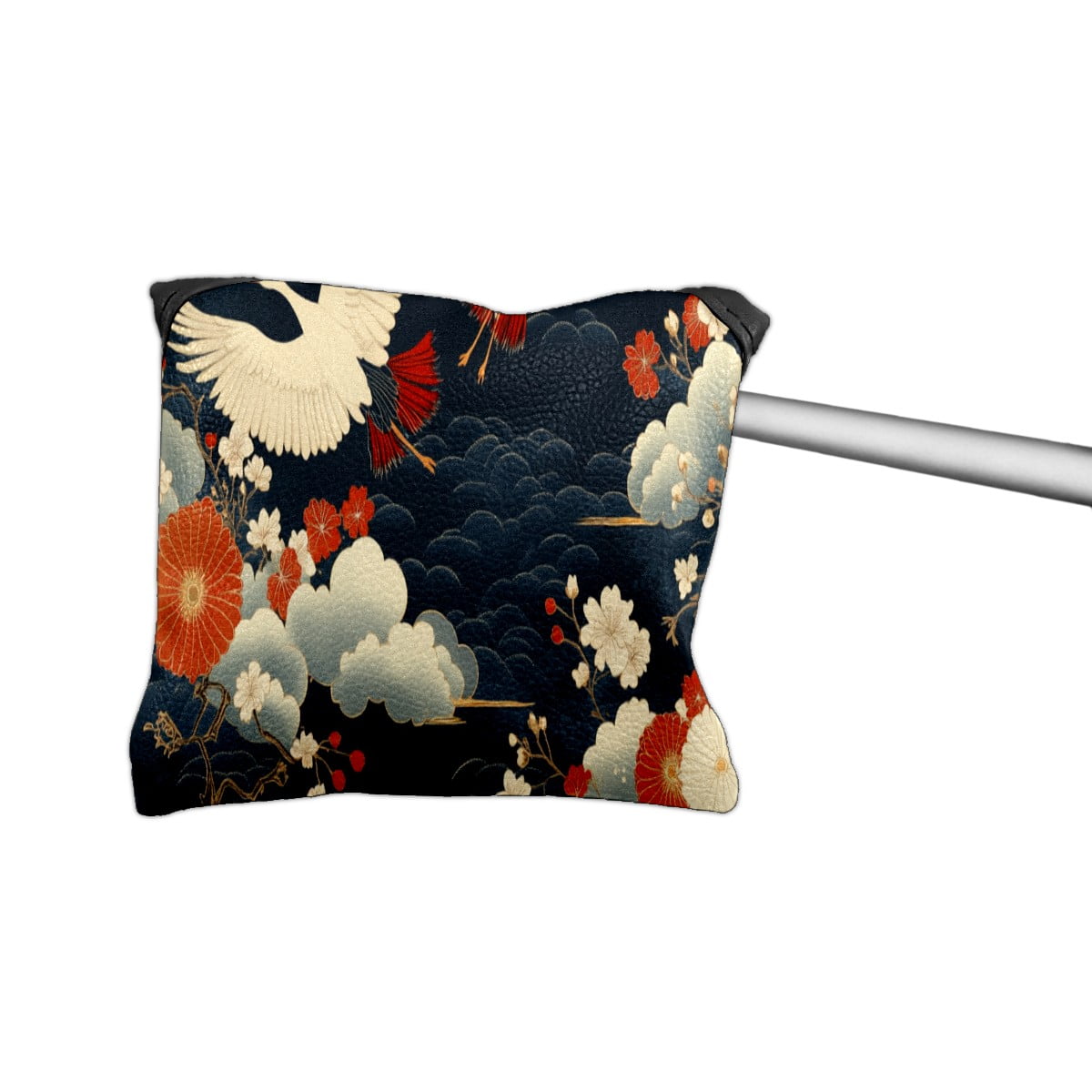 Golf Mallet Putter Cover Premium Leather Waterproof Golf Putter Head Cover with Magnetic Closure Cranes White Clouds