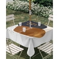thumbnail image 3 of Square Outdoor Tablecloth with Umbrella Hole Navy Blue Brown Art Outside Table Cloth Waterproof Patio Table Cover Modern Geometric Splashing Zipper Tablecloths for Picnic Party Camping 60x60 Inch, 3 of 8