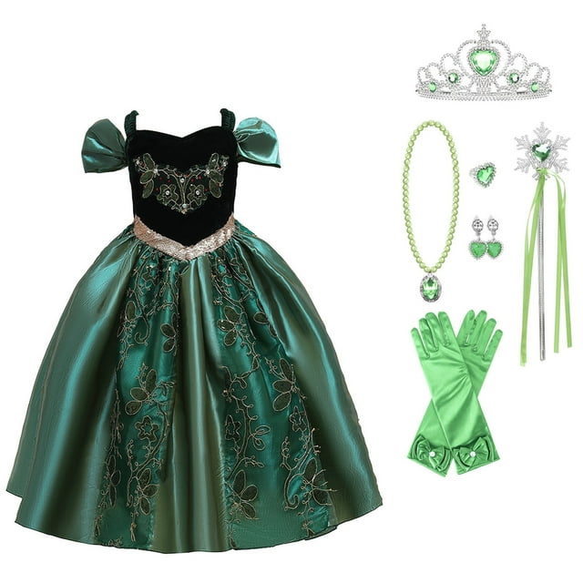 Frozen Anna Robe de Couronnement de Luxe Costume pour Filles Accessoires de Princesse Fête Halloween Noël Jeu de Rôle