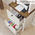 thumbnail image 5 of FIAKOA Bookshelf with Storage Cabinet Set of 2, 71" Tall Rustic Wood Bookcases with Adjustable Shelves and File Drawers, Farmhouse Bookshelves for Home Office or Living Room(White), 5 of 7