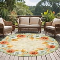 thumbnail image 5 of Orange White Poppy Round Area&nbsp;Rug 7ft Watercolor Floral Non-Slip&nbsp;Washable Circle Rugs Soft Felt Indoor Floor Mat for Bedroom Kitchen Living Room Bathroom, 5 of 9