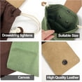 thumbnail image 4 of Foraging Bag, Belt Bag, Handmade Cowhide Canvas Foraging Bag, Haversack Bushcraft Bag Storage Folding Bag for Travel Camping Hiking, Leather Drawstring Bag, 4 of 7