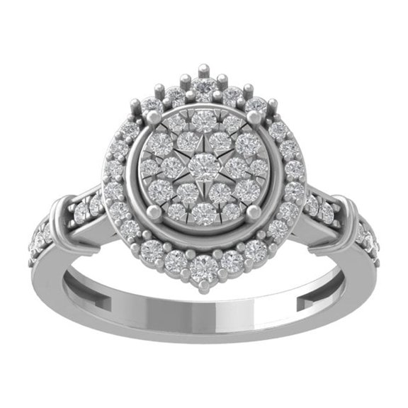 ARAIYA FINE JEWELRY 10K White Gold Diamond Wedding Band Ring (5/8 cttw, I-J Color, I2-I3 Clarity) Size 5