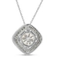 thumbnail image 4 of 1 1/10 Carat 6.5MM Round Cut Lab Created Moissanite Diamond Halo Pendant Necklace In 10K Solid White Gold Jewelry For Women With 18" Chain (G-H Color, VVS1 Clarity, 1.10 Cttw), 4 of 7