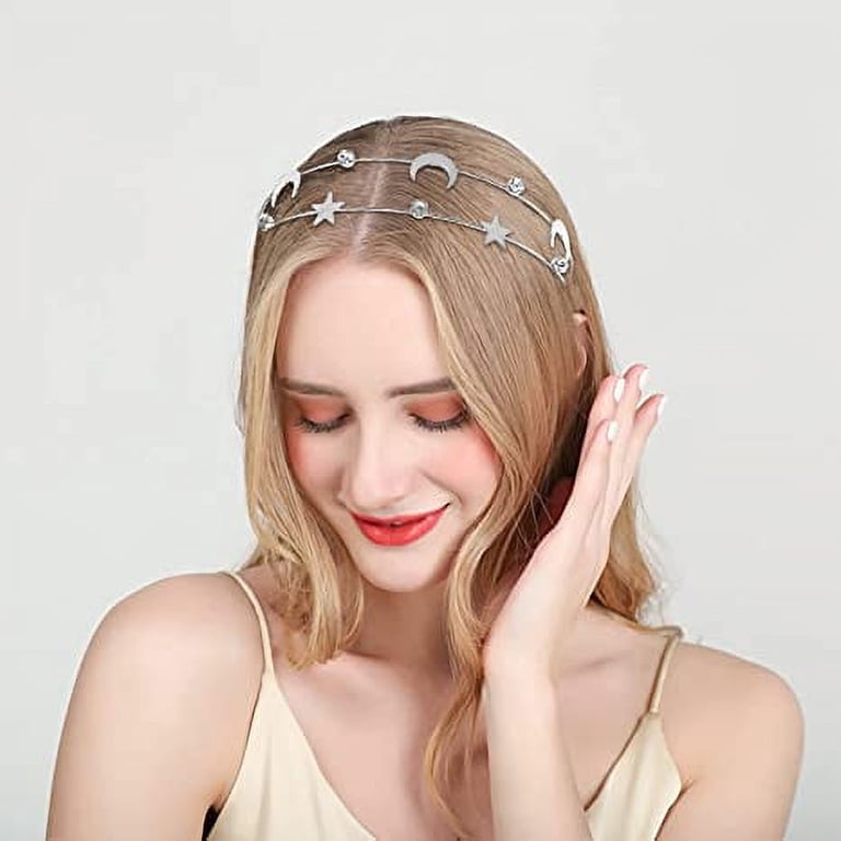 2 Pcs Alloy Moon Five-pointed Star Headbands Bridal Hair  display picture 1