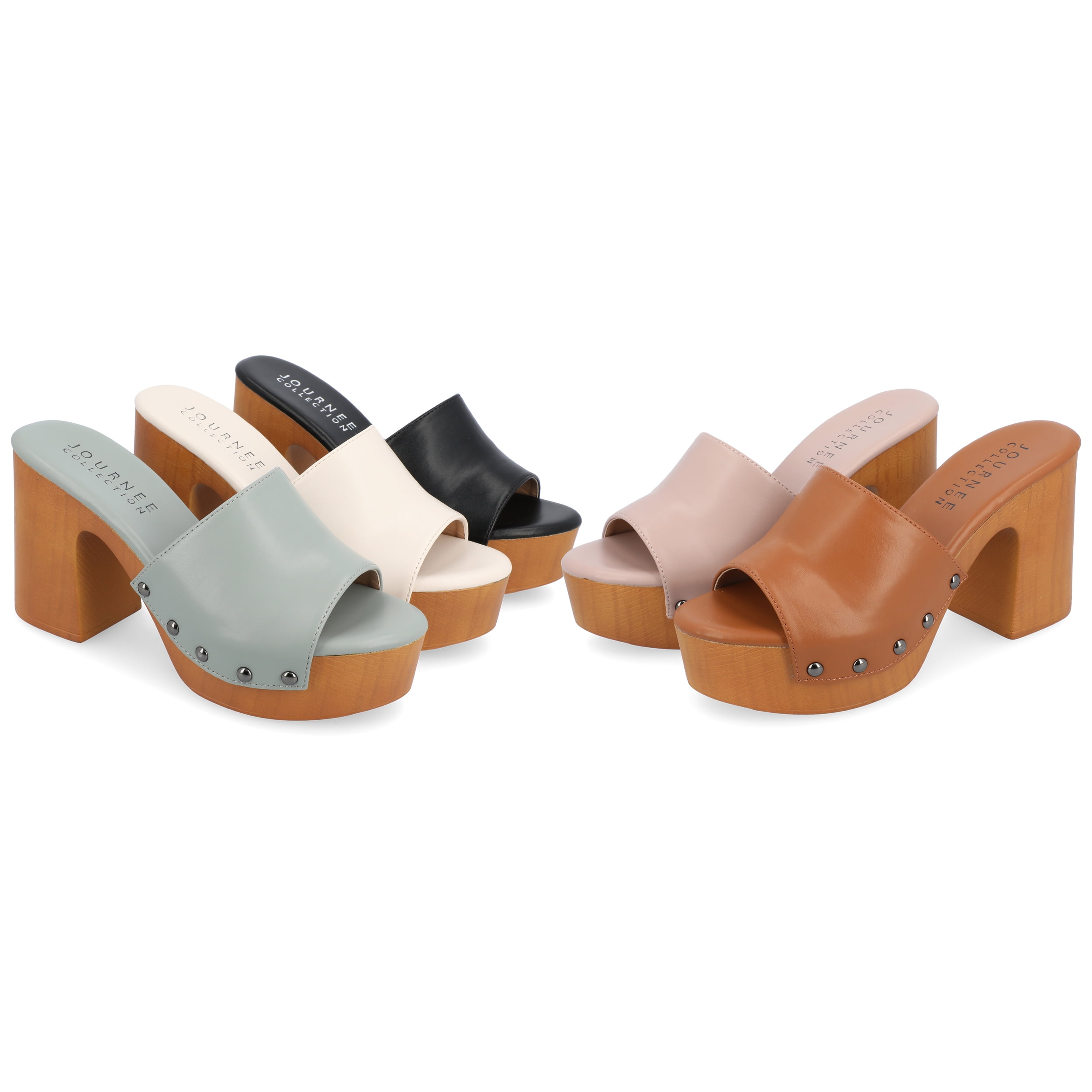 Journee Collection Womens VEDA Round toe Wedge Block Heel