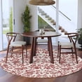 thumbnail image 4 of Farmhouse Red Large Area Rugs for Bedroom Living Room, Soft Non Slip Carpet Bedside Rug, Vintage Flower Leaf Botanical Plant Round Floor Cover Kitchen Accent Rug 7' for Dining Room/Office, 4 of 9