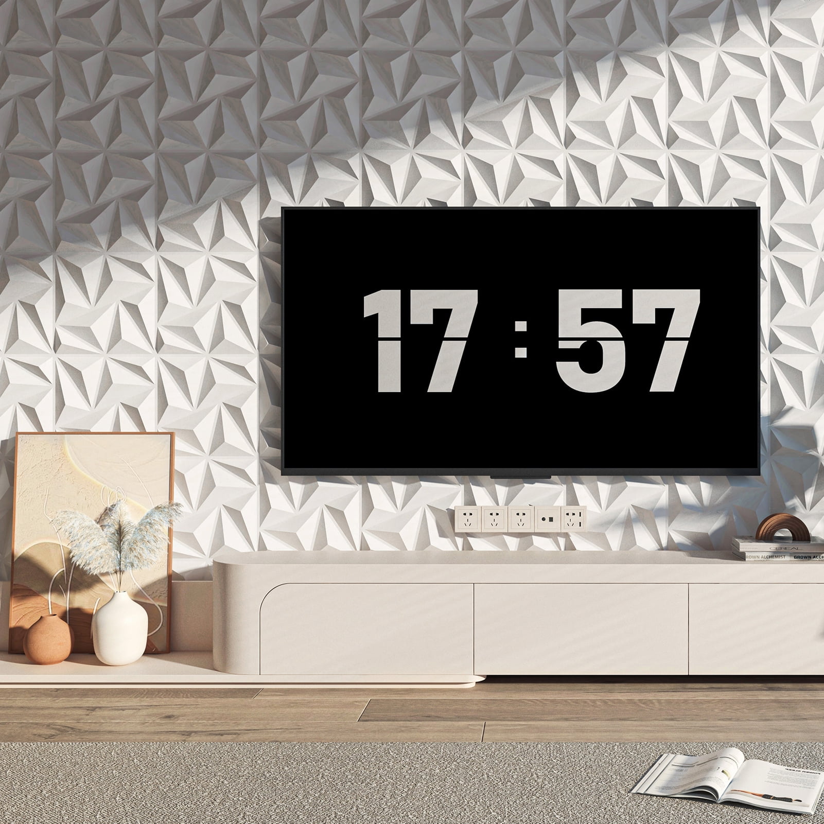 20PCS 11.8'' x 11.8'' PVC 3D Wall Panel Diamond for Interior Wall Décor in White, Wall Decor PVC Panel, 3D Textured Wall Panels