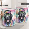 thumbnail image 2 of Hippie Newfoundland Portrait Watercolor Tie-Dye Vintage Styles Foldable Laundry Basket Newfie Dog Lover Gifts Organizer Storage with Handles - 00014, 2 of 5