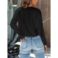 thumbnail image 2 of Long Sleeved Women Cropped T-Shirts Round Neck Drop Shoulder Crop Solid Casual Crop Tops, 2 of 4