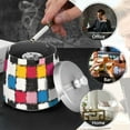 thumbnail image 4 of Yayeee Ashtray with Lid for Cigarette Smokeless Stainless Steel Home Ash Holder, White Checkered Pattern, 4 of 7