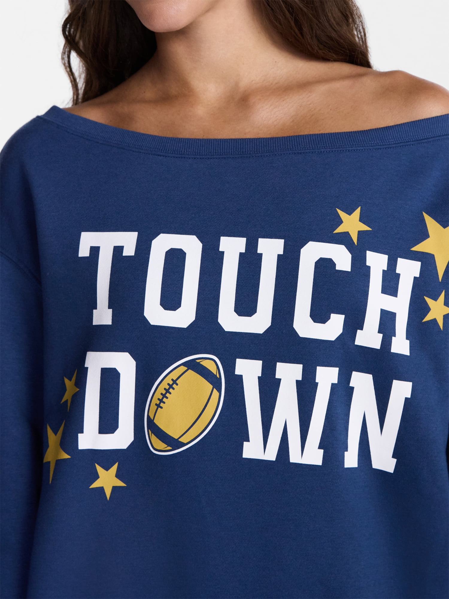 No Boundaries Off the Shoulder Sweatshirt with Long Sleeves, Midweight, Women’s XXS-4X