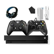 Microsoft Xbox One X 1TB Gaming Console Black with 2 Controller Headset Cleaning Kit