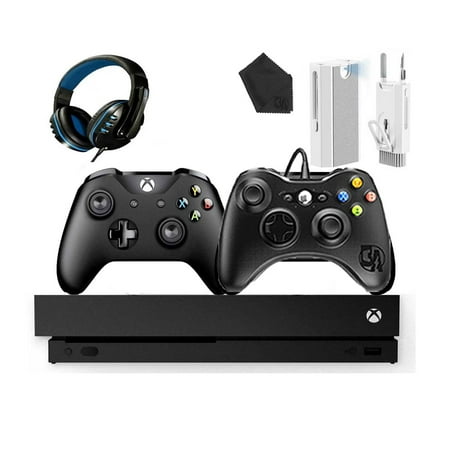 Microsoft Xbox One X 1TB Gaming Console Black with 2 Controller Headset Cleaning Kit