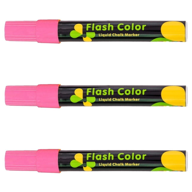 Marcador Plumon de Cristal ChalkyPink 3 Pzas Rosa Neon VentDepot Punta redonda mediana