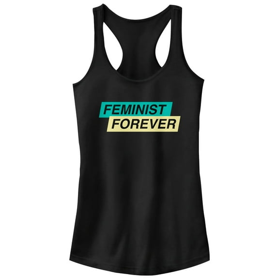 Junior's CHIN UP Feminist Forever Racerback Tank Top Black X Large