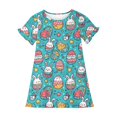 thumbnail image 4 of RXIRUCGD 2025 Vêtements d'Été pour Enfants 3-12 Ans Mode Couleur Unie Pyjamas Rêveurs Robe à Manches Courtes Col Rond, 4 of 5