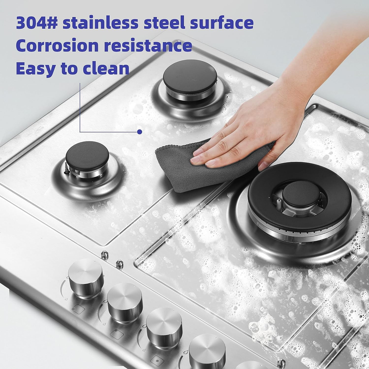 30 inch Gas Cooktop Gas Stove Top w/ 5 High Efficiency Burner Bulit-in Stainless Steel Gas Stoves for Kitchen NG/LPG Convertible Thermocouple Protection
