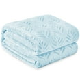 thumbnail image 7 of Exclusivo Mezcla Queen Size Fleece Blanket for Bed, Leaves Pattern Super Soft and Cozy Blankets, Plush Fuzzy Lightweight, Ice Blue, 90"x90", 7 of 7