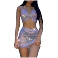 thumbnail image 2 of Puntoco Moda Mujer Sexy Sin Espalda Ombligo Con Cordones Perspectiva Traje De Seda Brillante Liquidación Puntoco Puntoco-690, 2 of 9