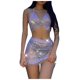 thumbnail image 2 of Puntoco Moda Mujer Sexy Sin Espalda Ombligo Con Cordones Perspectiva Traje De Seda Brillante Liquidación Puntoco Puntoco-691, 2 of 9