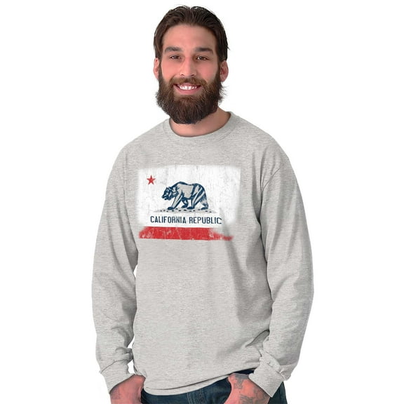 State of California Distressed Flag Long Sleeve TShirt Men Women Brisco Brands X