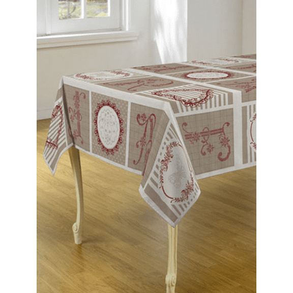 Red Letter 100% Polyester, Stain Resistant Tablecloth 137 x 59 inch
