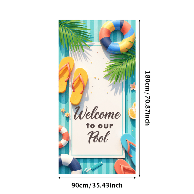 Beach Ball Welcome Banner Flip Flops Poolside for Summer Party Outdoor Decoration Swimming Event