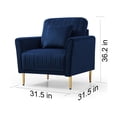 thumbnail image 2 of 31.5" Single Sofa Chair Modern Velvet Fabric Accent Chair Upholstered Reading Armchair with Deep Channel Tufting and Gold Metal Legss for Living Room Apartment Bedroom Office Dorm Studio, Blue, 2 of 6