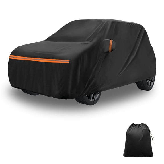 Unique Bargains Car Cover for Renault Zoe 2012-2024 PEVA Spunlace Cotton Outdoor Full Car Cover All Weather Waterproof Windproof Sun Rain Snow Protection with Passenger Door Zipper Black